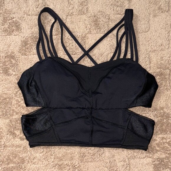 Lululemon Exquisite Bra Strappy Cross Back Luxtreme Mesh Black Yoga Fitness 4 - Picture 7 of 8